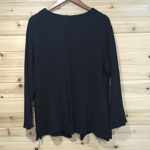 Oh My Gauze Top Womens Small/Medium Black Button Front Topper Cotton Boho - Picture 4 of 9